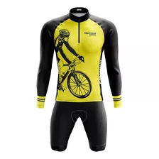 Roupa Para Ciclismo Masculino Conjunto Uniforme Amarelo