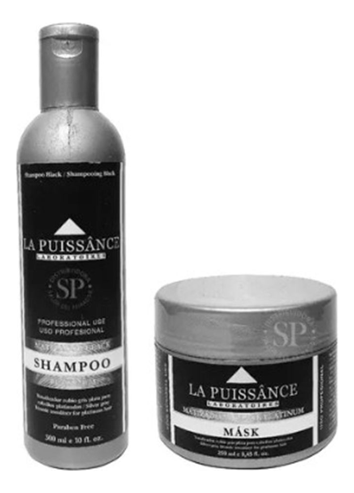 Shampoo + Máscara Matizador Black Platinum La Puissance