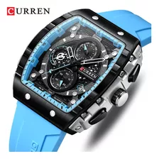 Reloj Cronógrafo Luminoso Curren Quartz Con Calendario Color De La Correa Azul