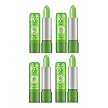 Kit 04 Batom Aloe Vera 24 Horas Muda Cor Hidratante 99% Imp.