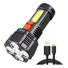 Linterna Led Recargable Camping 4 Frecuencias Cable Usb Color De La Linterna Negro Color De La Luz Blanca