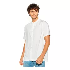 Camisa Hombre Lino Unicolor Manga Corta Mao