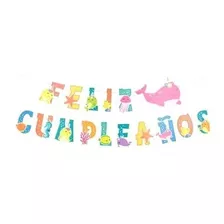 Guirnalda Feliz Cumpleaños 4.5m Animales Del Mar