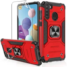 Funda Roja Para Galaxy A21 Con Protector De Pantalla