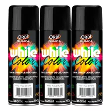 Tinta Spray Preto Brilho Uso Geral Orbi 340ml - 3 Unidades