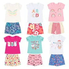 Kit 6 Conjunto Infantil Verão Roupa De Calor Cotton Menina