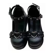 Sapatos Lolita Bowknot Dark Goth Punk Platform Loli