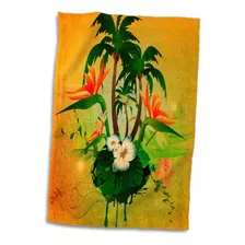 Toalla De Mano Con Rosas Tropicales En 3d Con Flores Y Palme