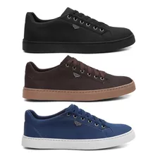 Kit 3 Pares Sapatenis Masculino Tenis Casual Oferta + Brinde