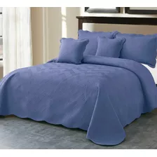 Cubre Cama Reversible Con Dos Fundas Azul 230cm X 250cm