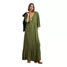 Vestido Largo Liso Negro Verde Hippie Chic Santa Bohemia