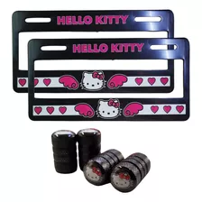 Set 2 Portaplacas Universal Hello Kitty + 4 Tapones Aire 