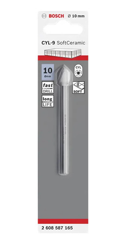 Broca Bosch Cyl-9 Para Cerámica Blanda, 10 X 90 Mm, Porcelana