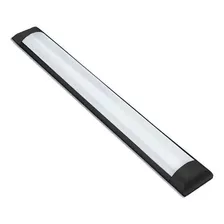 Luminária Tubular Preto Led 18w 60cm Sobrepor Calha 4000k Cor 6500