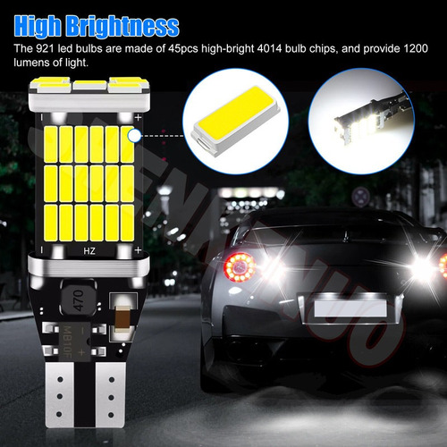 4 Pcs T15 45 Smd 921 912 6000k Combo Led Luz De Marcha Atrs Foto 2