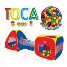 Toca Barraca Infantil 3 Em 1 Com Túnel Colorida 150 Bolinhas