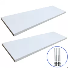 2 Prateleira 50x15 Madeira Mdf Branco Com Suporte Invisível