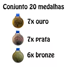 20 Medalhas 3,5cm Aço Premiação Completa Torneio De Baralho Cor Sortidas