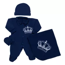 Saída De Maternidade Menino/masculina Principe Azul Marinho