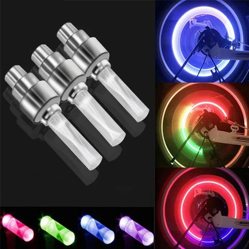 10 Tapones Led Valvula Llanta Auto Moto Bicicleta Firefly Foto 3