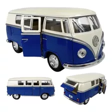 Miniatura Kombi T1 Transporte Volkswagen Azul Escuro 1/32