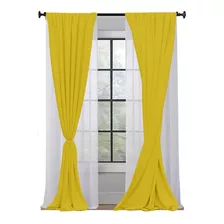 Juego De Cortinas Aline 4 Paños 145x160 En Modo Hogar