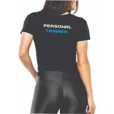 Camiseta Baby Look Personal Trainer Dry Academia Blue Fitnes