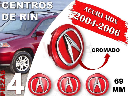 Kit De Centros De Rin Acura Mdx 2004-2006 69 Mm (rojo) Foto 2