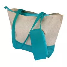 Bolsa De Praia E Piscina Palha E Silicone + Mini Nécessaire