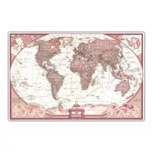 Mapa Mundi Gigante Cor Vermelho Terra Rosê Para Fazer Quadro