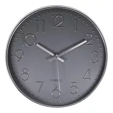Relógio De Parede Requinte Cromado Cinza E Prata Luxo 30cm