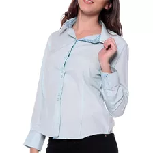 Camisa Social Feminina - Slim - Verde Água