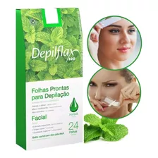 24 Folhas Prontas Cera Depilatória Facial Hortelã Depilflax