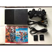 Playstation 2 / 1 Controle 2 Memory Card E 3 Jogos E Caixa