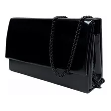 Bolsa Clutch Social Feminina Verniz Festa Madrinha Casamento Cor Preto Verniz