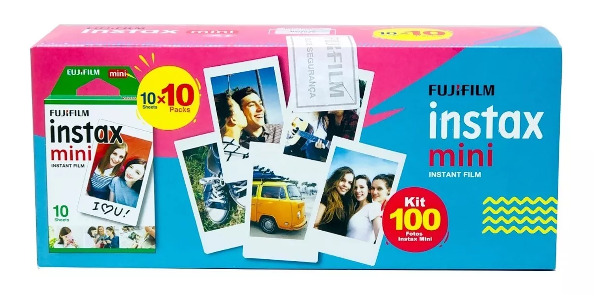 Papel Filme Para Instax Mini 7, 8, 9, 11 100 Fotos 5,4 X 8,6
