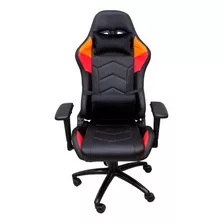 Silla Gamer Luz Rgb Para Escritorio Ergonomica Reclinable Color Naranja Material Del Tapizado Cuero Sintético