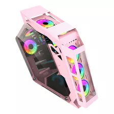 Gabinete Gamer Mid Atx Pink + 5 Fan Y Controladora