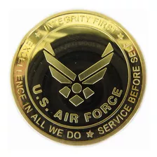 Moeda Medalha Força Aérea Americana Banhada Na Cor Ouro
