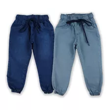 Kit 2 Calça Infantil Jeans Jogger Masculina Menino Com Punho