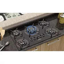 Cooktop Itatiaia 5 Bocas Vidro Preto Tripla Chama Bivolt 