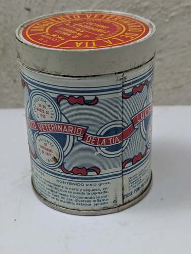 Vintage Lata Ungüento Veterinario De La Tía Luciano Ordoñez Tía Lucina — imagen 1