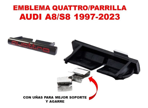 Par De Emblemas Audi Quattro Audi A8/s8 1997-2023 Negro/rojo Foto 4