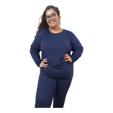 Pijama Plus Size Feminino Manga Comprida Estampado