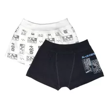  Cueca Boxer Infantil 100% Algodão Luna - Kit C/ 2