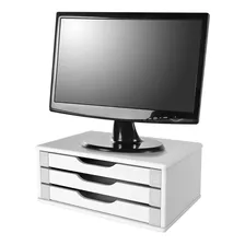 Suporte Para Monitor 3343 Com 03 Gavetas Mdf Branco