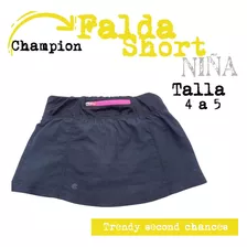 Falda Short Negro Deportivo Champion Niña. La Segunda Bazar