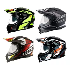 Capacete Moto Helt Cross Vision Oculos Titanium Fosco