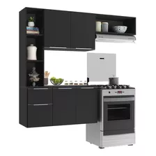 Armário Cozinha Compacta Com Balcão Sofia Multimóveis V2001 Cor Preto