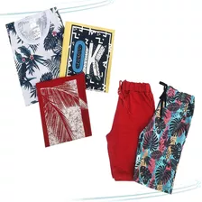 Conjunto Roupa Juvenil Menino 5 Peças Verão Promoção Atacado